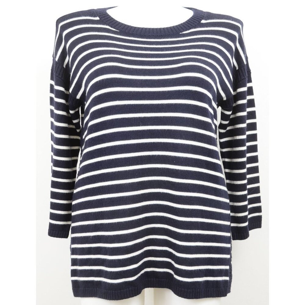 Talbots Petites Women's XL Striped Nautical 3/4 Sleeve Cotton Blend Sweater